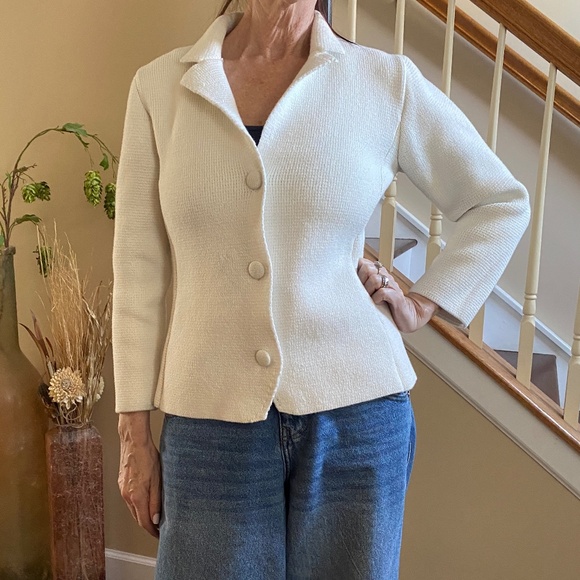 Amanda & Chelsea Knit Sweater Cardigan Textured Cotton Size Medium - Picture 3 of 14